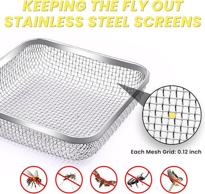 SheeChung RV Furnace Vent Screen, Flying Insect Screen Water Heater Cover for Camper, 4.5 x 4.5 x 1.3 Inch and RV Water Filter 4 Pack with Flexible Hose Protector