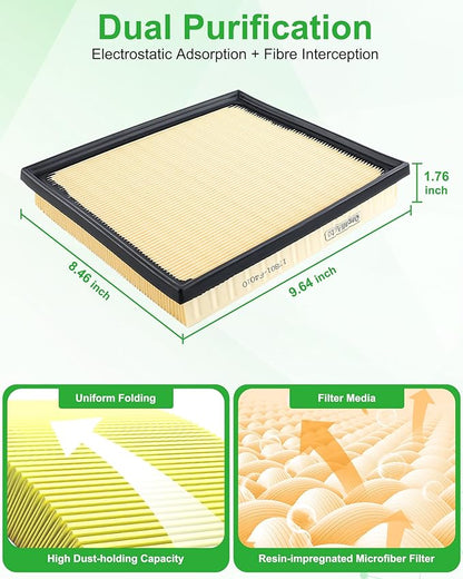 Engine & Cabin Air Filter Set for Toyota Sequoia V6-3.4L (2023-2025), Tundra V6-3.4L (2022-2025). Replace 17801-F4010, CAF15028C