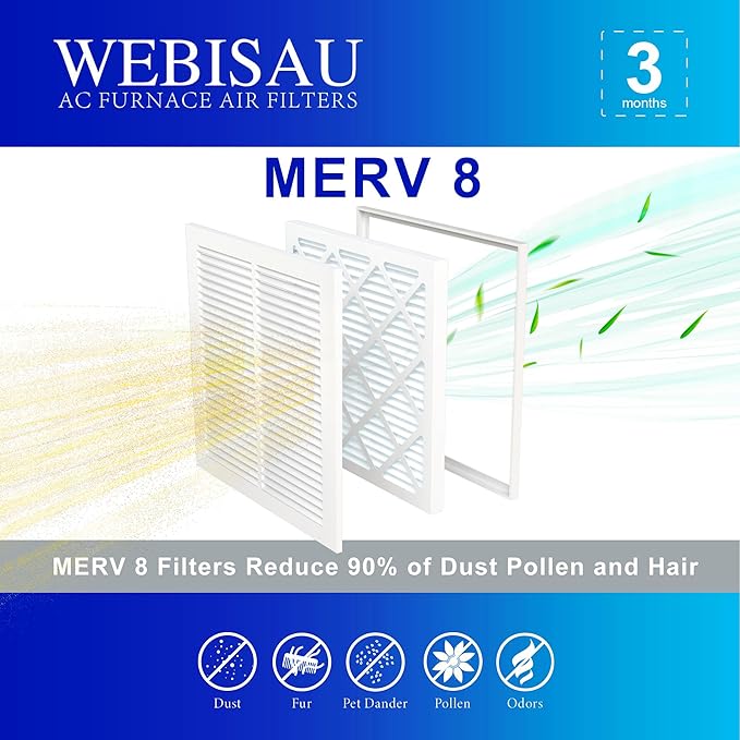 12x12x1 Air Filter MERV 8 MPR 600 6Pack Furnace Filters Pleated HVAC AC Furnace Air Filters Air Conditioner Filters for Home School (Exact size: 11 3/4"x11 3/4"x 3/4")