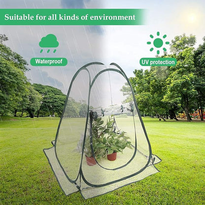 Pop up Greenhouse Cover, Transparent PVC Mini Small Grow Plant House Tent, Gardening Flowerpot Warm Room Backyard Flower Shelter for Indoor Outdoor (27"x27"x31")