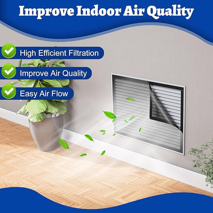 Air Vent Filter Kit, 39"x55" Cut to Fit Micro Mesh Filter with Low Resistance, Easy Air Flow, Air Vent Filters with Adhesive Hook Tape for HVAC, Registers and Grilles, Black