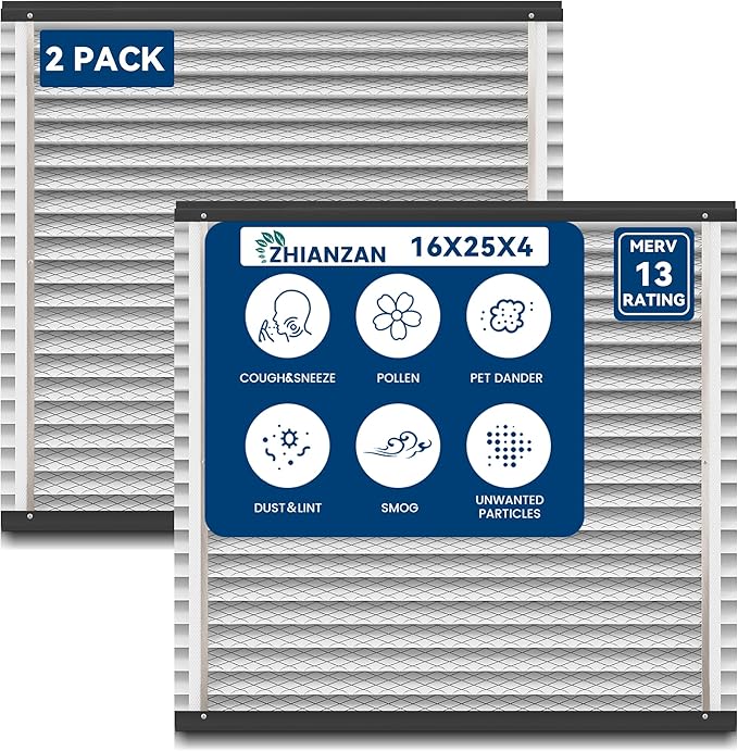 413 Replacement Filter Compatible with April-Aire Whole House Air Purifiers Model 1410, 1610, 2410, 2416, 3410, 4400,16x25x4 MERV 13 Pleated HVAC AC Furnace Filter,2 Pack
