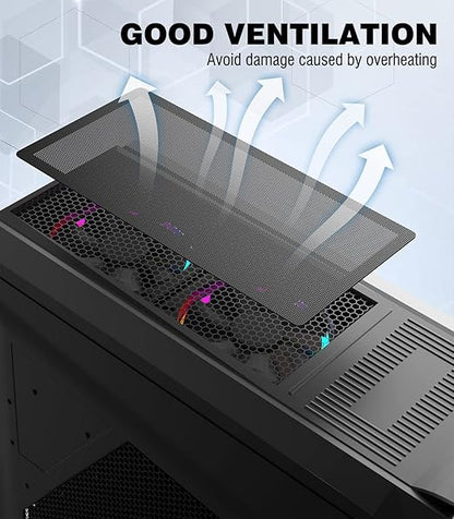 MoKo 140 x 280mm PC Case Magnetic Dust Mesh Filter, 0.5mm PVC Mesh Hole Computer Cooler Fan, Magnetic Frame Dustproof Cover Grill for Computer PC Case - 4PCS
