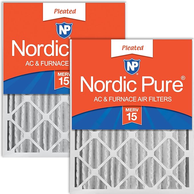 Nordic Pure 20x20x4 (Actual Size: 19 1/2 x 19 1/2 x 3 5/8) Pleated MERV 15 Air Filters 2 Pack