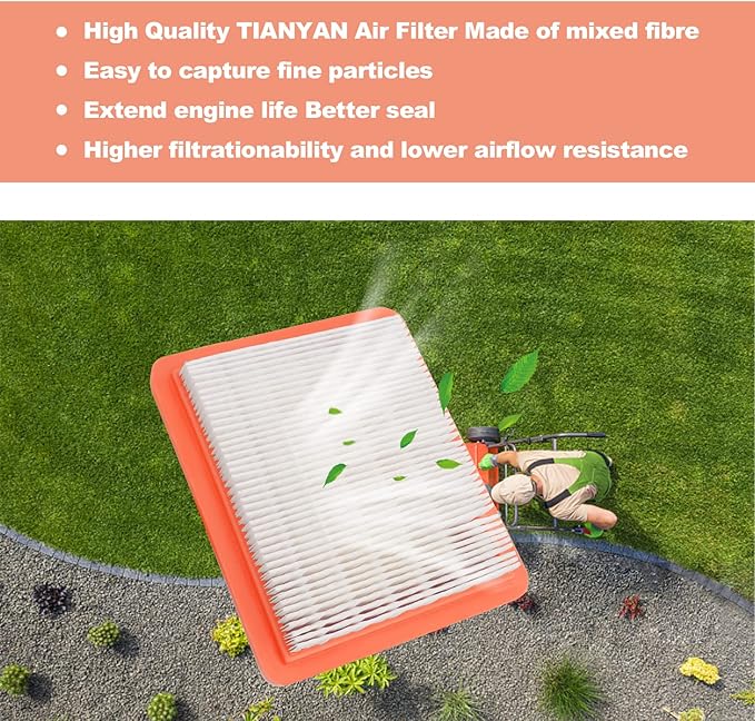 TIANYAN 17211-Z8B-901 Air Filter for Honda GCV160LAO GCV190LA GC190LA HRR216 HRB216 HRB217 HRC216 HRS216 HRT216 HRZ216 HRX217 EB2800I EG2800I Generator Lawn Mower Air (5 pcs)