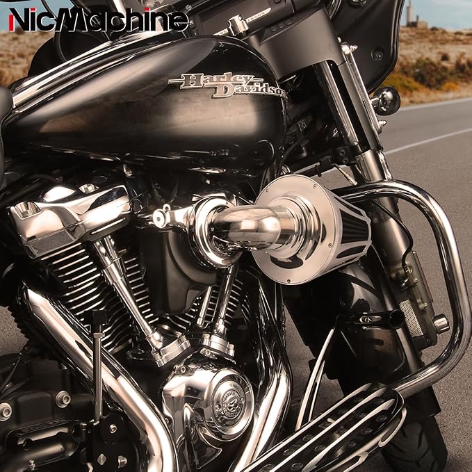 Big Sucker cone Air filter intake for harley air Cleaner Sportster Softail fatboy heritage dyna touring street road king Glide (Deep style -Chromed, Type C : Touring 08-16, Softail 16-17)