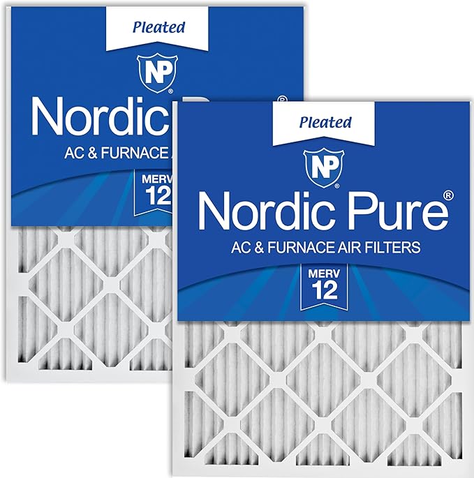 Nordic Pure 16x25x1 (Actual Size: 15 1/2 x 24 1/2 x 3/4) Pleated MERV 12 Air Filters 2 Pack