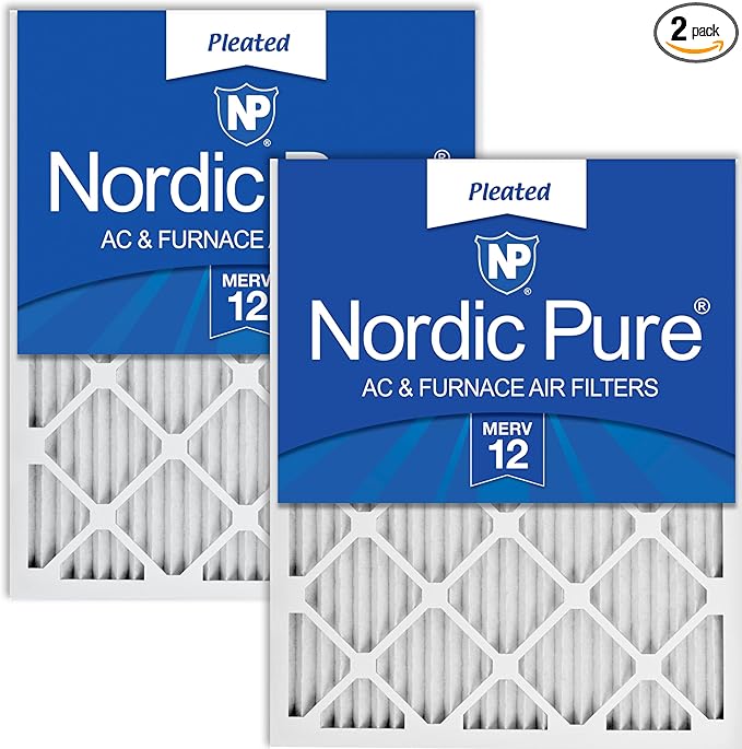 Nordic Pure 20x25x1 (19 1/2 x 24 1/2 x 3/4) Pleated MERV 12 Air Filters 2 Pack