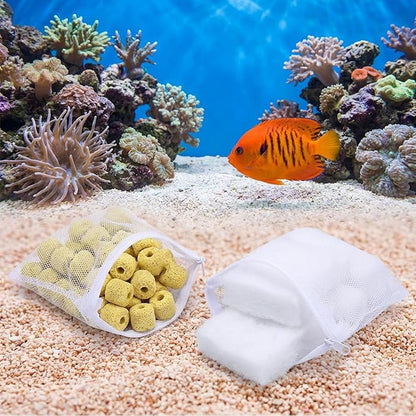 20Pcs Media Bags for Aquarium Fine Mesh Bag Aquarium Filter Media Bags with Plastic Zipper Suitable for Activated Carbon, Filter Stones, Ceramic Rings (4 x 4 inches)