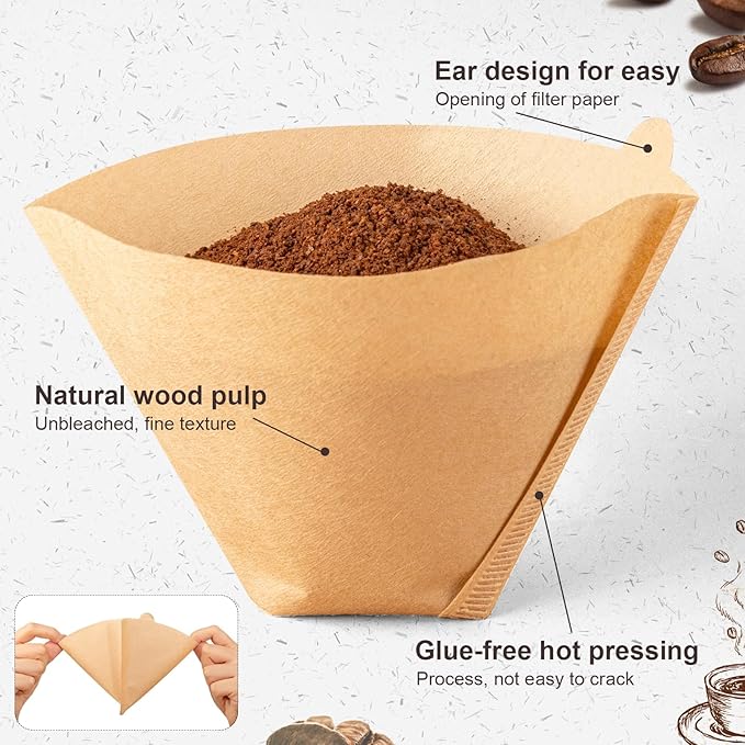 Coffee Filters #4, Unbleached Natural Coffee Filters 8-12 Cup, Disposable Coffee Filters, 4 Cone Paper Compatible with Ninja Coffee Maker, Pour Over and Drip Coffee Maker, 400 Count