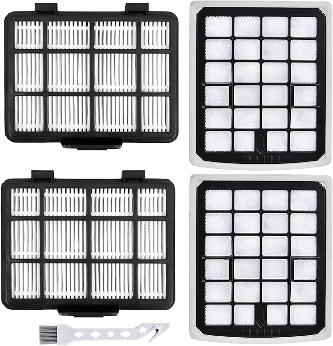 NEN180 Filter Replacement Compatible with Eureka NEN180 NEN186BL Bagless Canister Vacuum Cleaner Replacement Parts, 2 HEPA Filters & 2 Dust Cup Filters Element, 4 Pack