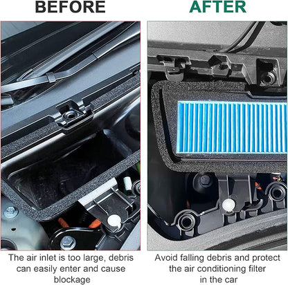 2PCS Air Intake Grille Cover + Air Intake HEPA Filter Compatible with Tesla Model 3 2023 2022 2021 Air Inlet Vent Covers A/C Internal Filter Vehicle Replacement External Accessories