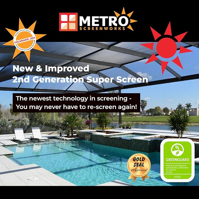 Pet & Weather Resistant Insect Screen - 17/14 Super Screen (48 in x 100 ft) - Mesh Screen for Patio Porch Pool Cage & Lanai - Replacement Screen Roll, Black - Dog & Cat Proof Screens for Windows