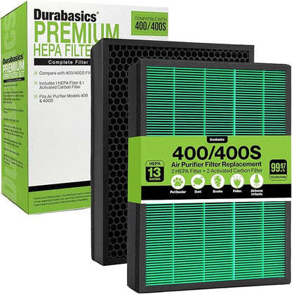 Durabasics Replacement Compatible with 400/400S Airmega Max 2, High Performance HEPA and Activated Carbon Filter for Air Purifier, 2-Pack