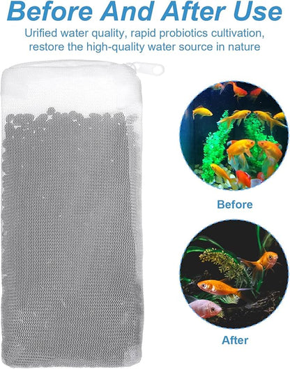 6 Packs Fine Mesh Bag Aquarium Mesh Bag Aquarium Filter Media Bags with Plastic Zipper, 8" x 3" Filter Bags for Fish Tank Pond Fine Resins Activated Carbon