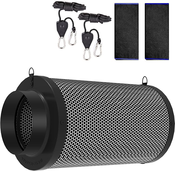 4 Inch Air Carbon Filter for Grow Tent,Smellines Control with Australia Virgin Charcoal for Inline Duct Fan，Hydroponic Growth,Pre-Filter Included