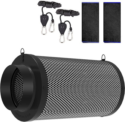 6 Inch Air Carbon Filter for Grow Tent,Smellines Control with Australia Virgin Charcoal for inline duct fan，Hydroponic Growth,Pre-Filter Included