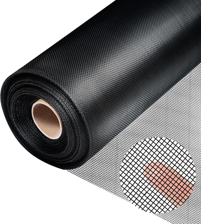 304 Stainless Steel Mesh, 47in x 10ft, 22 Mesh, Sturdy Metal Screen Roll for Window, Door, Air Vents, Filter, Cage, Garden, Patio, Pet (Black, 47inch x 10 feet)