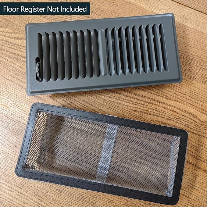 6 Pack Floor Register Cover Trap, HG Power 4 x 10 Inch Floor Vent Screen Net, Nylon Fabric Mesh Air Vent Filter for Home Floor, Catches Coins, Toys, Snacks, Pet Hair, Pet Food