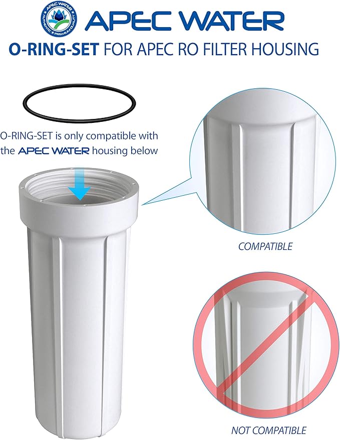 High Capacity Replacement Pre-Filter Set, White & 3 Pcs 3.5" O.D. Replacement O-Ring for Reverse Osmosis Water Filter Housings, Black, 3 Count