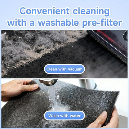 4 Packs KJ190L Pet Care Replacement Filter Compatible with MOOKA KJ190L Air Purifi-er, Washable 3-Stage Filtration for Smoke, Pollen, Dust, Hair, Activated Carbon for Odor & Dander Control, Yellow
