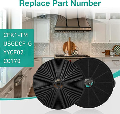 2 Pack CFK1-TM Range Hood Charcoal Filter Compatible with Tieasy JOEAONZ FIREGAS Cosmo Range Hood UMC30 UC30 UMC36 UC36, Relaces USGDCF-G YYCF02 CC170