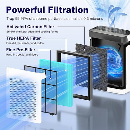 Vital 100S Smoke Remover Replacement Filter for LEVOIT Vital 100S and Vital 100S-P Air Purifier, H13 True HEPA and High-Efficiency Activated Carbon Filter, Vital 100S-RF-SR, 2 Pack