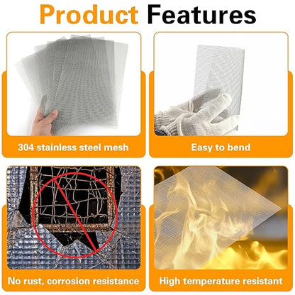 6 Pack 12×8 Inch Wire Mesh Screen, 20 Mesh Stainless Steel Mesh, Sturdy No Rust Metal Mesh Screen for DIY Projects, Cage, Vent, Garden, Window Screen, Filter Mesh