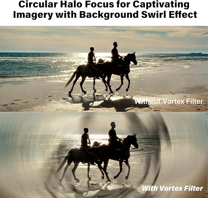 Walking Way 82MM Whirlpool Camera Effects Filter, Tunnel Vision Spiral Halo Prism Lens Filter with Vortex and Circular Halo Frame Effect for Camera Lens