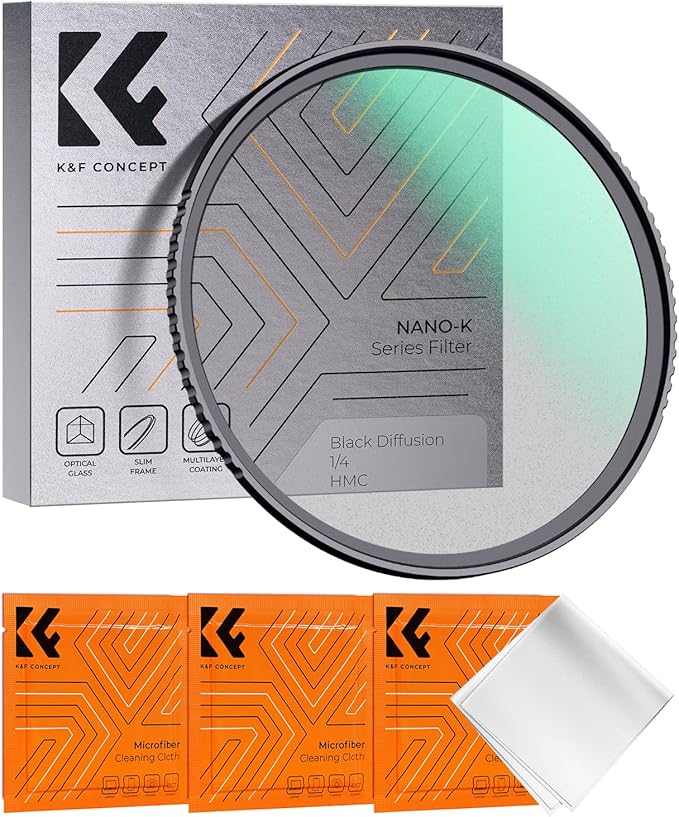 K&F CONCEPT 52mm Black Diffusion 1/4 Filter Mist Cinematic Effect Filter with 18 Multi-Layer Coatings for Video/Vlog/Portrait Photography (K-Series)