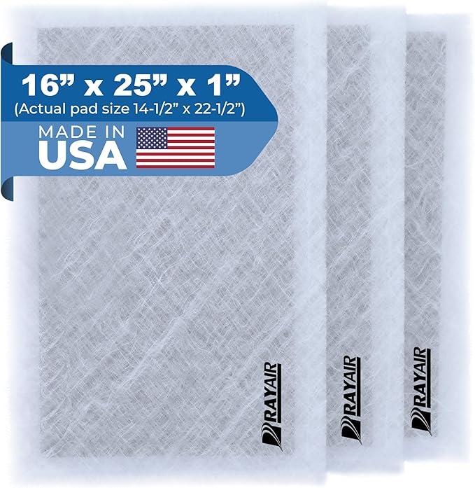RAYAIR SUPPLY 16x25 Replacement Filter Pads Compatible with Pristine Air Cleaner 16x25 Refills (3 Pack) White