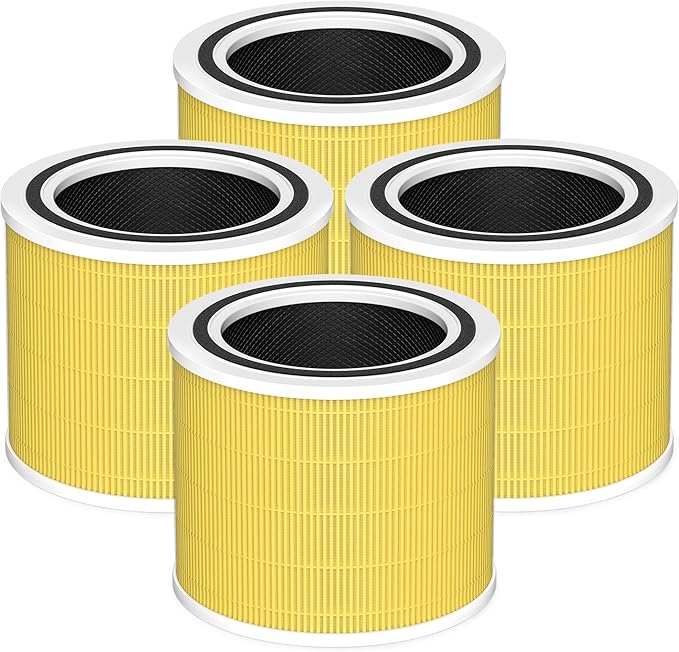 Core 200S Pet Care Replacement Filter Compatible with LEVOIT Core 200S and Core 200S-P Smart WiFi Air Purifier, 3-in-1 H13 True HEPA Activated Carbon Filter, Core 200S-RF-PA, Yellow, 4 Pack