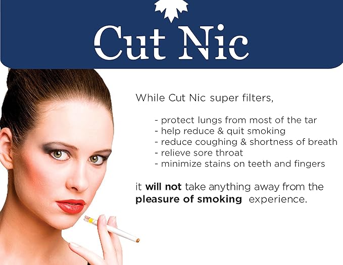Cut-Nic 8 Hole Easy Draw Disposable Cigarette Filters - (1200 Filters) Including 4 Travel Cases