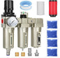 1/2" NPT Industrial Air Dryer for Compressor,3 Stage Air Compressor Water Separator System,Filter Oil Water Separator Dryer for Plasma Cutter and Paint Spray,Auto Drain