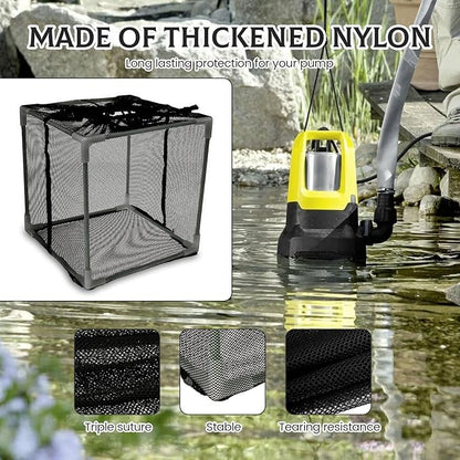 Pond Pump Filter Bag Solid Pump Mesh Box Adjustable Pond Filter Box Protective Pump Barrier Bag Thickened Pump Mesh Bag Anti Clogging Filter Bag with Drawstring for Outdoor