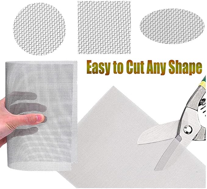 Stainless Steel Woven Wire Mesh, 304 Stainless Steel Insect Screen Mesh, 20 Mesh 120 Mesh Air Vent Mesh Metal Woven Wire Mesh for Vent, Filter, Window & Garden