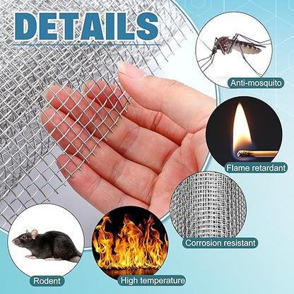 SATINIOR 2 Packs 11.8 x 39.3 Inch 304 Stainless Steel Woven Wire Mesh Fine Screen for Vent, Garden, Cage, Window Screen, Filter, Filtration Cloth, Vent Mesh (5 Mesh)