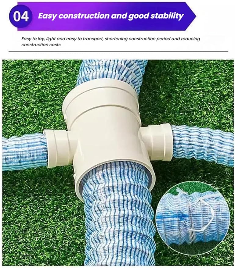 French Drain Pipe，Flexible Underground Drainage Tube,Soft Infiltration Pipe,\U200b DIY Construction Site(8cm/3.1in 39.4ft)
