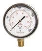 4" Oil Filled Pressure Gauge - Stainless Steel Case, Brass, 1/2" NPT, Lower Mount Connection, 0-2,000PSI