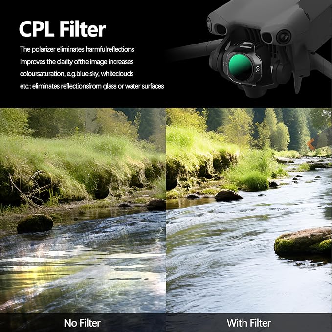 FPVtosky ND & CPL Filter Set Compatible with DJI Mini 5 Pro, Multi-Coated Optical Glass Filter Drone Camera Accessories (4 Pack-CPL+ND16/64/256)