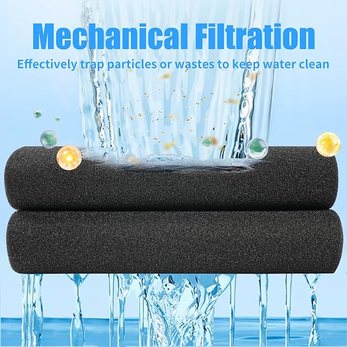 AQUANEAT 2 Pack Aquarium Bio Sponge Filter Media Pad Cut-to-Size Open Cell Foam Sheet for Fish Tank Sump (28" x 11" x 0.5")