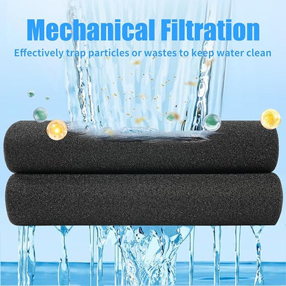 AQUANEAT 2 Pack Aquarium Bio Sponge Filter Media Pad Cut-to-Size Open Cell Foam Sheet for Fish Tank Sump (28" x 11" x 0.5")