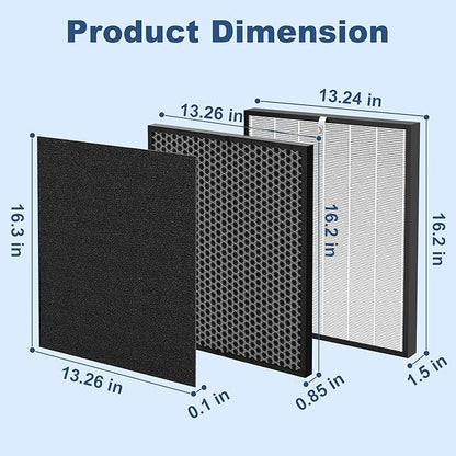 8 Pack 3000 Replacement Filter, Compatible with 3000, 3000M, 3000Pro Air Purifier, Includes 2 H13 Air Filter + 2 Activated Carbon Filter + 4 Pre-Filter