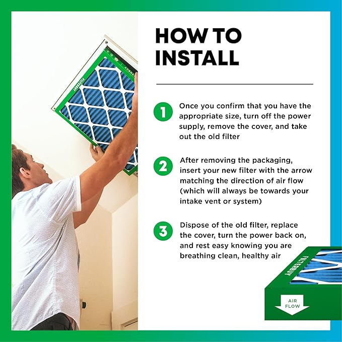 Filterbuy 16x32x1 Air Filter MERV 13 Optimal Smoke & Allergy Defense (6-Pack), Electrostatic Pleated HVAC AC Furnace Filters Replacement, Made in USA (Actual Size: 15.50 x 31.50 x 0.75)