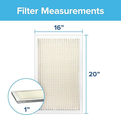 Filtrete 16x20x1 AC Furnace Air Filter, MERV 5, MPR 300, Capture Unwanted Particles, 3-Month Pleated 1-Inch Electrostatic Air Cleaning Filter, 6-Pack (Actual Size15.69x19.69x0.81 in)