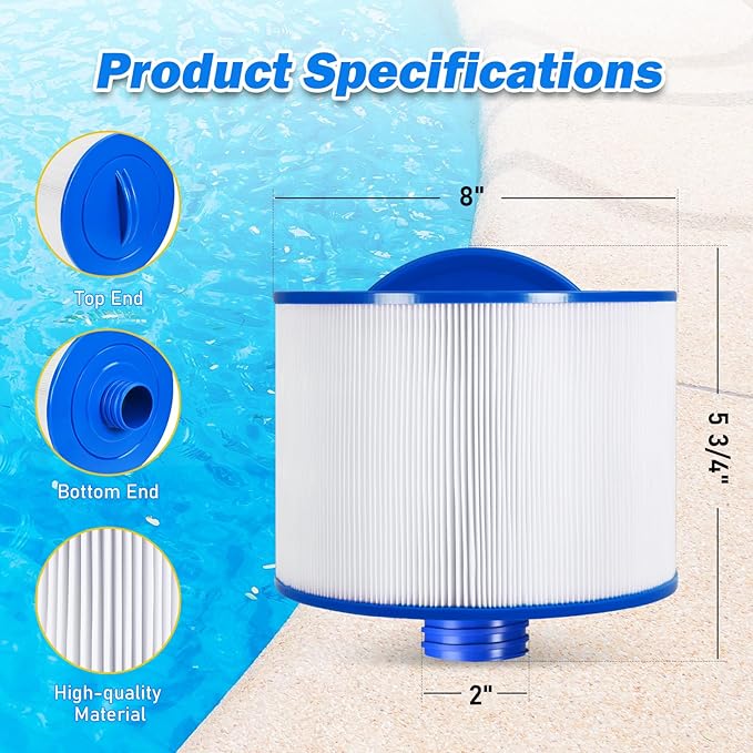 Spa Filter Compatible with 2013+ (Long Thread) Bullfrog/Wellspring 10-2870, Unicel 8CH-951, Pleatco PBF36/PBF36-M, FC9949/FC-9949, SD-01324, SD-01325, Bullfrog 35 Hot Tub Cartridge, 2 Pack