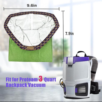 20 Pack 107666 Micro Filter Bags Compatible with ProTeam GoFit 3 Backpack Vacuum Cleaner,3 Quart Backpack Vacuum Bags