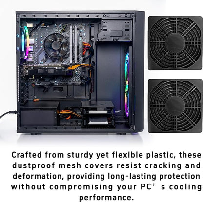4Pcs 120mm Cooling Fan Filter, Plastic Dustproof Mesh Cover for PC Computer Case, Effective Dust Protection, Easy Installation, Reusable Filter Grill Black