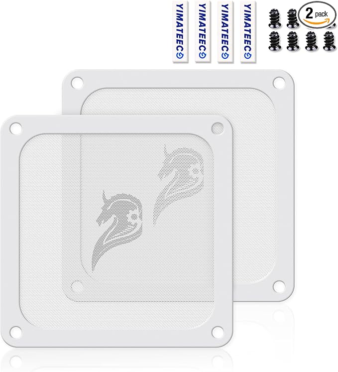 140mm Fan Filter PC Dust Filter Computer Fan Grills Dust Mesh Magnetic Frame PC Case Cover Dustproof PVC 50 Mesh(PVC, Gentleman Aesthetic, 140 * 140mm, 2pcs, White)