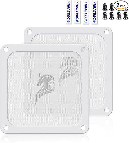 140mm Fan Filter PC Dust Filter Computer Fan Grills Dust Mesh Magnetic Frame PC Case Cover Dustproof PVC 50 Mesh(PVC, Gentleman Aesthetic, 140 * 140mm, 2pcs, White)